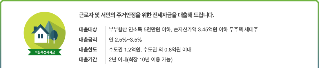주택도시기금-버팀목전세자금-대출대상-금리-한도-요약